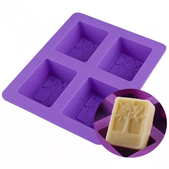 Silicone mold for 4 soaps - tree